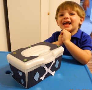 pirate ship box from diaper wipes