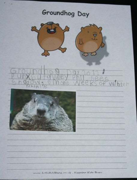 groundhog day by kindergartener
