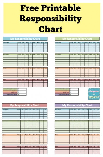 Responsibility and Chore Chart for Kids with Printable Chore ...