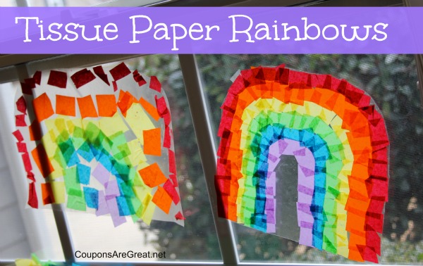 Craft Idea: How to Make Contact Paper Tissue Paper Rainbows