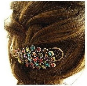 peacock hair clip