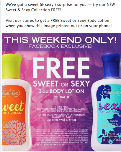 bath and body works freebie