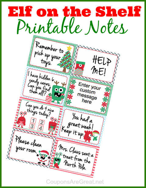 Elf On The Shelf Printable Notes Can Use As Lunchbox Notes Too