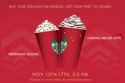 starbucks holiday promo bogo