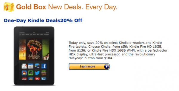 kindle sale gold box amazon