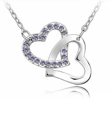 Heart Crystal Rhinestone Pendant Necklace