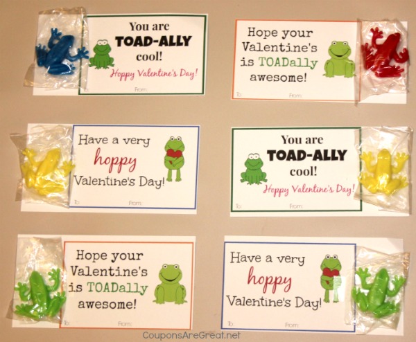 These toadally cool frog valentines are a great alternative to candy. Use the printable to make someone "hoppy" this February!