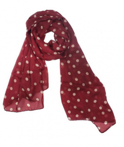 red scarf with polka dots