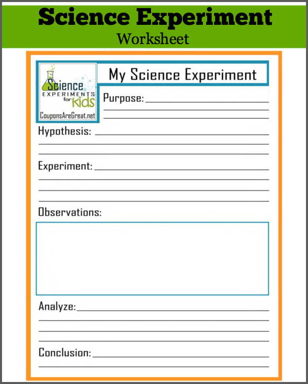 Science Experiments for Kids Printable Scientific Method Worksheet