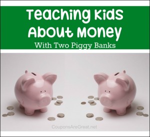 teaching kids money two piggy banks
