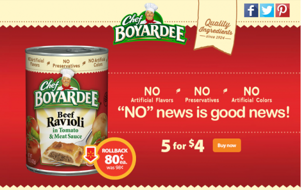 With no artificial flavors, colors, or preservative this Chef Boyardee deal is worth stocking up for!