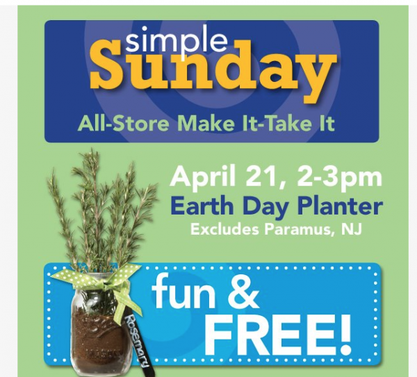 JoAnn Fabrics Earth Day Freebie Make a Planter on Sunday April 21