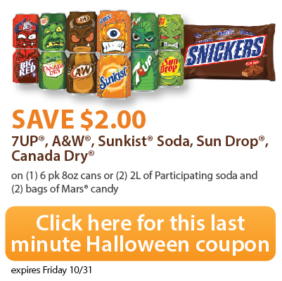 Trick Or Treat Candy Savings: Save $2 on Select Soda and Mars Candy