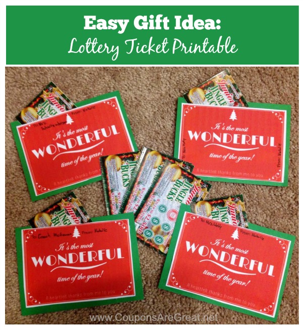 Easy Gift Idea: Lottery Ticket Printable for December
